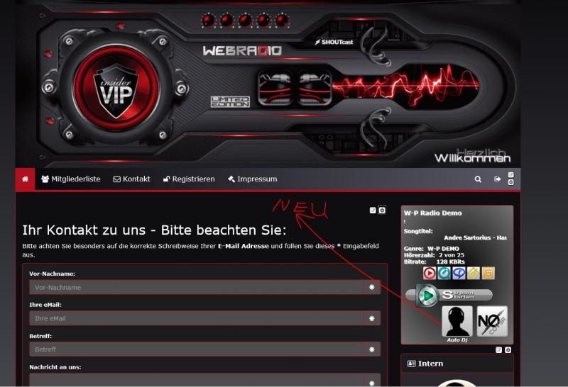NEU Radio Shoutcast Stream mit DJ Anzeige