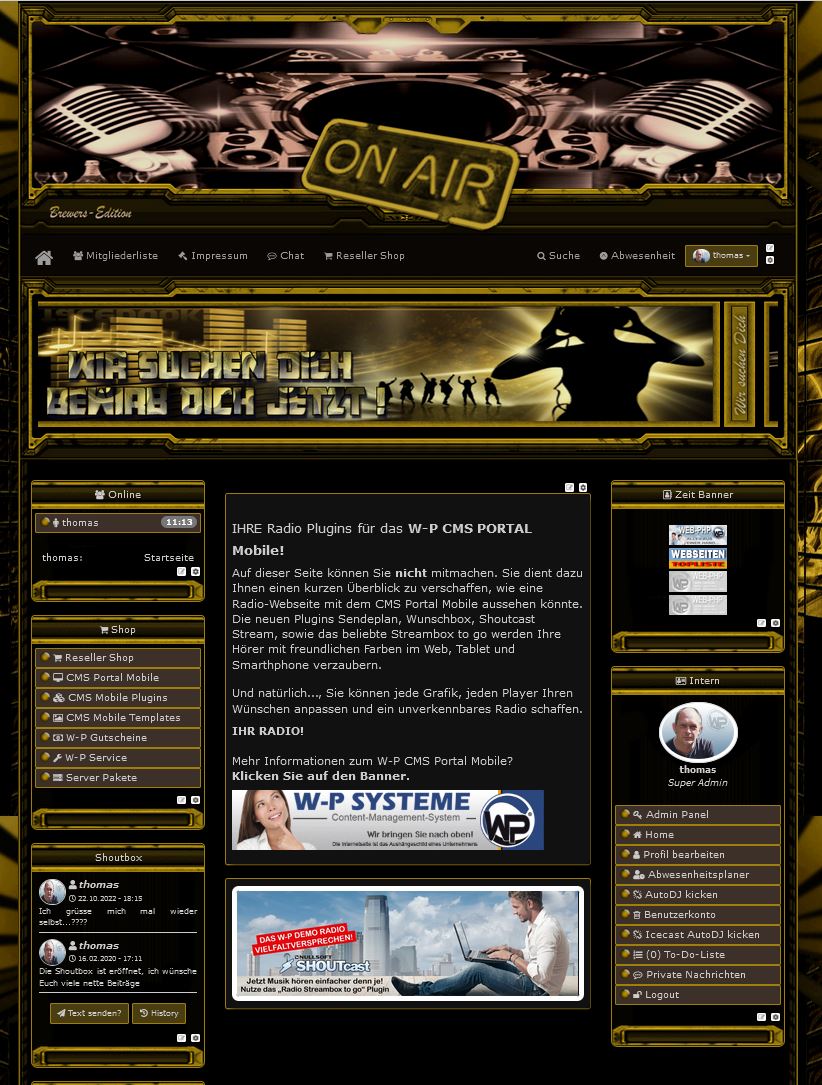 Musik Template Brewers Gold - CMS Portal Mobile