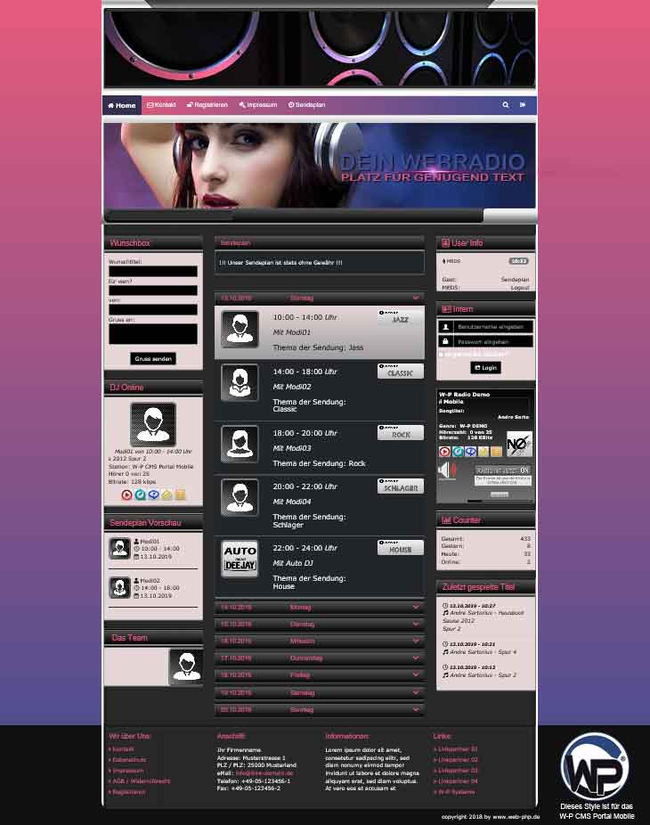 Musik Template 01 - CMS Portal Mobile