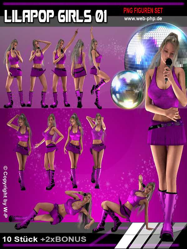 Lila C Pop Girls 01 - PNG Grafikset f?r Ihre Webseite