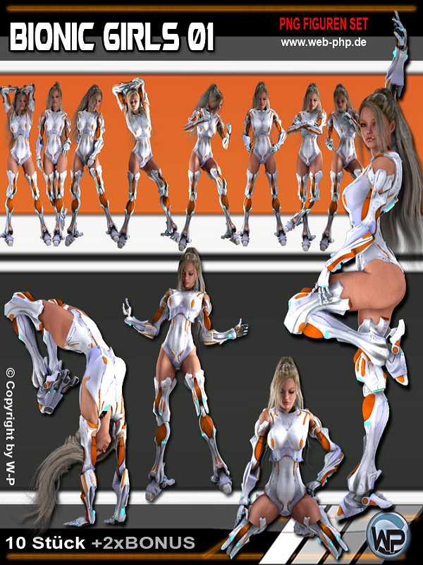 Bionic Girls 01 - PNG Grafikset für Ihre Webseite
