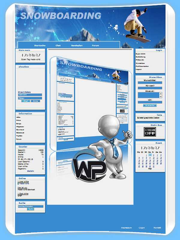 W-P Snowboarding, Sport-Template für das CMS Portal V2